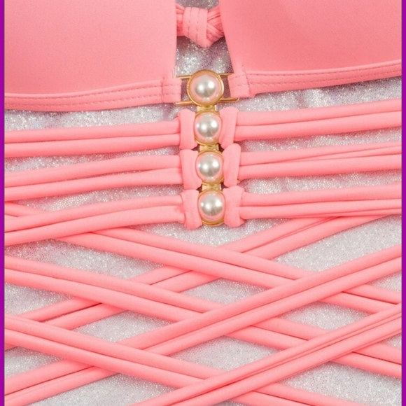 Solid Halter Push Up Top With Solid Tie Up Bottoms - Picture 8 of 13